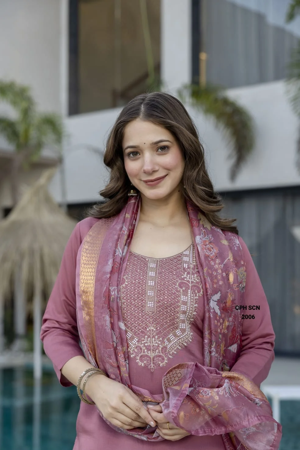Pure Viscose Chanderi Sequence Embroidered Kurta Set